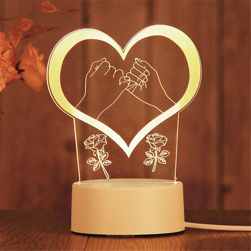 USB acrylic night light 4W touch control three colour temperatures bedside decoration 20x17.5cm