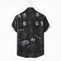 Men's cotton short sleeve shirt with abstract floral print and chest pocket in white