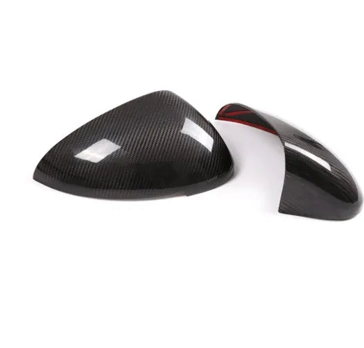 Pair of true carbon fibre rearview mirror covers for a Porsche Macan.