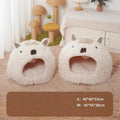White lion velvet yurt-style pet cushion bed for cats and small dogs, winter warm bedding