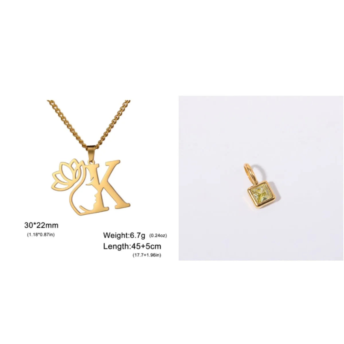 Stainless steel cross chain necklace with pendant in gold or silver electroplated finish