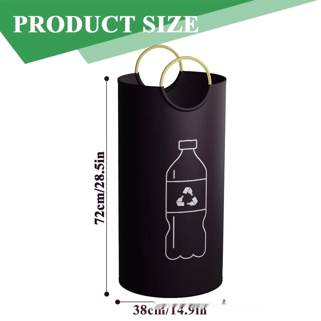 A tall, round portable plastic trash can shown in a plain colour, suitable for office or outdoor use.