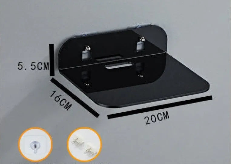 Acrylic right-angle camera wall mount for no-drill installation in black finish