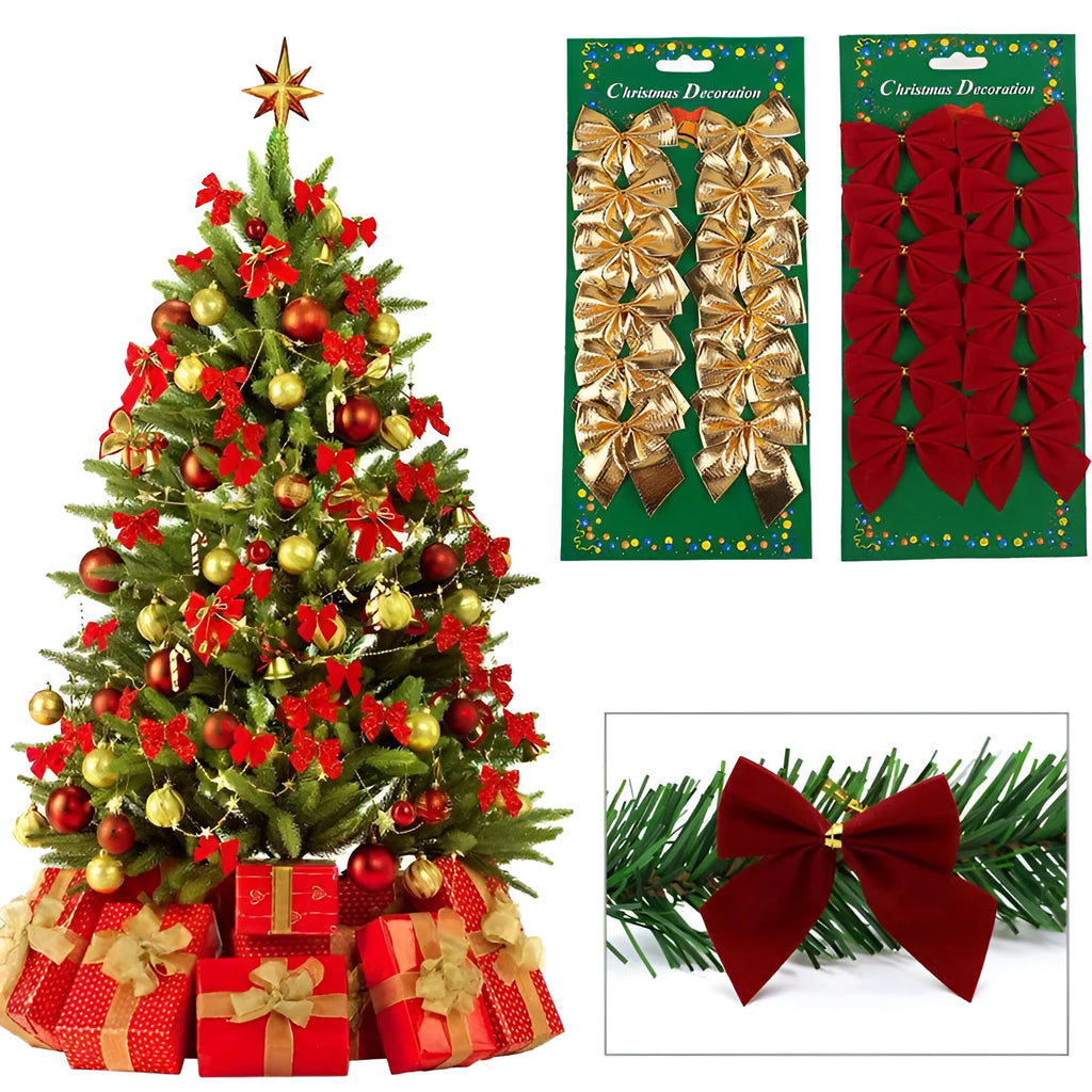 5cm red gold silver polyester Christmas tree decoration bow