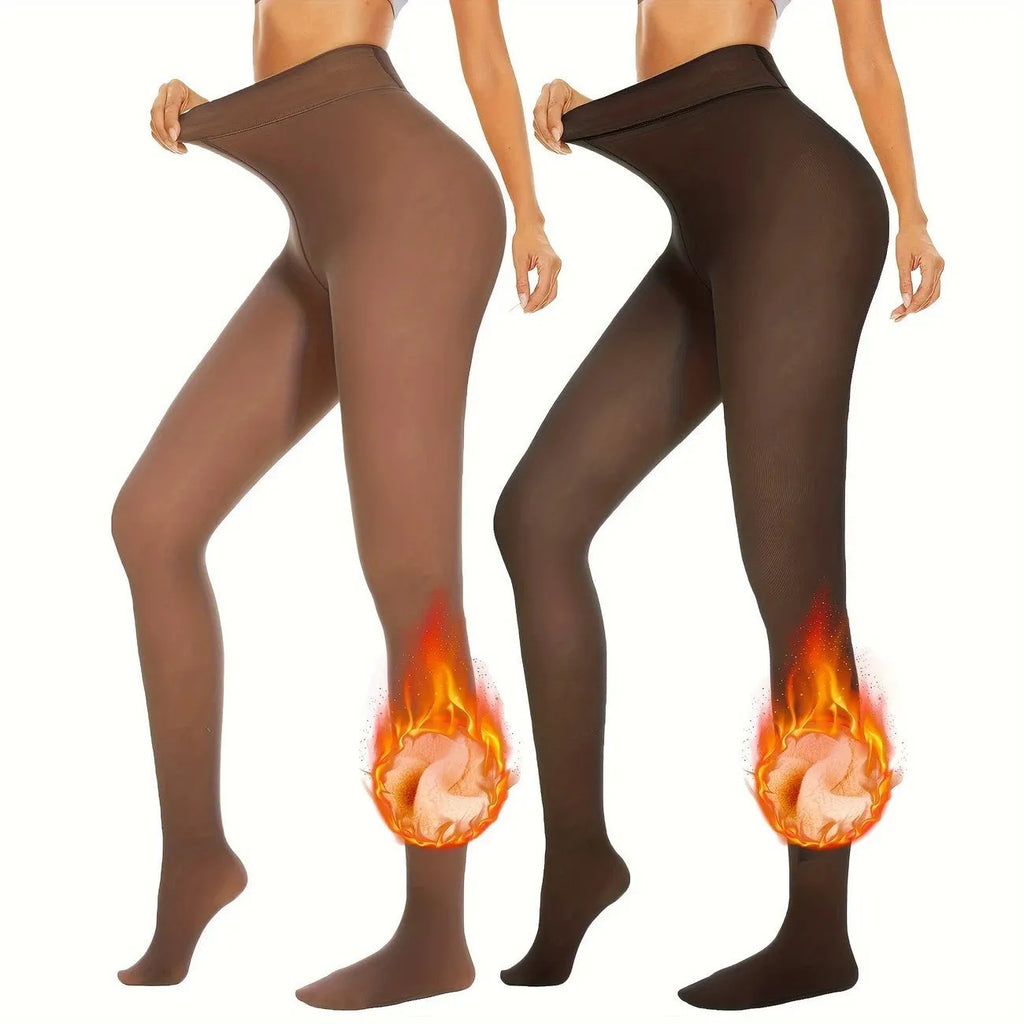 Anti-snagging wool-lined nylon leggings in black, coffee, and silver silk styles.
