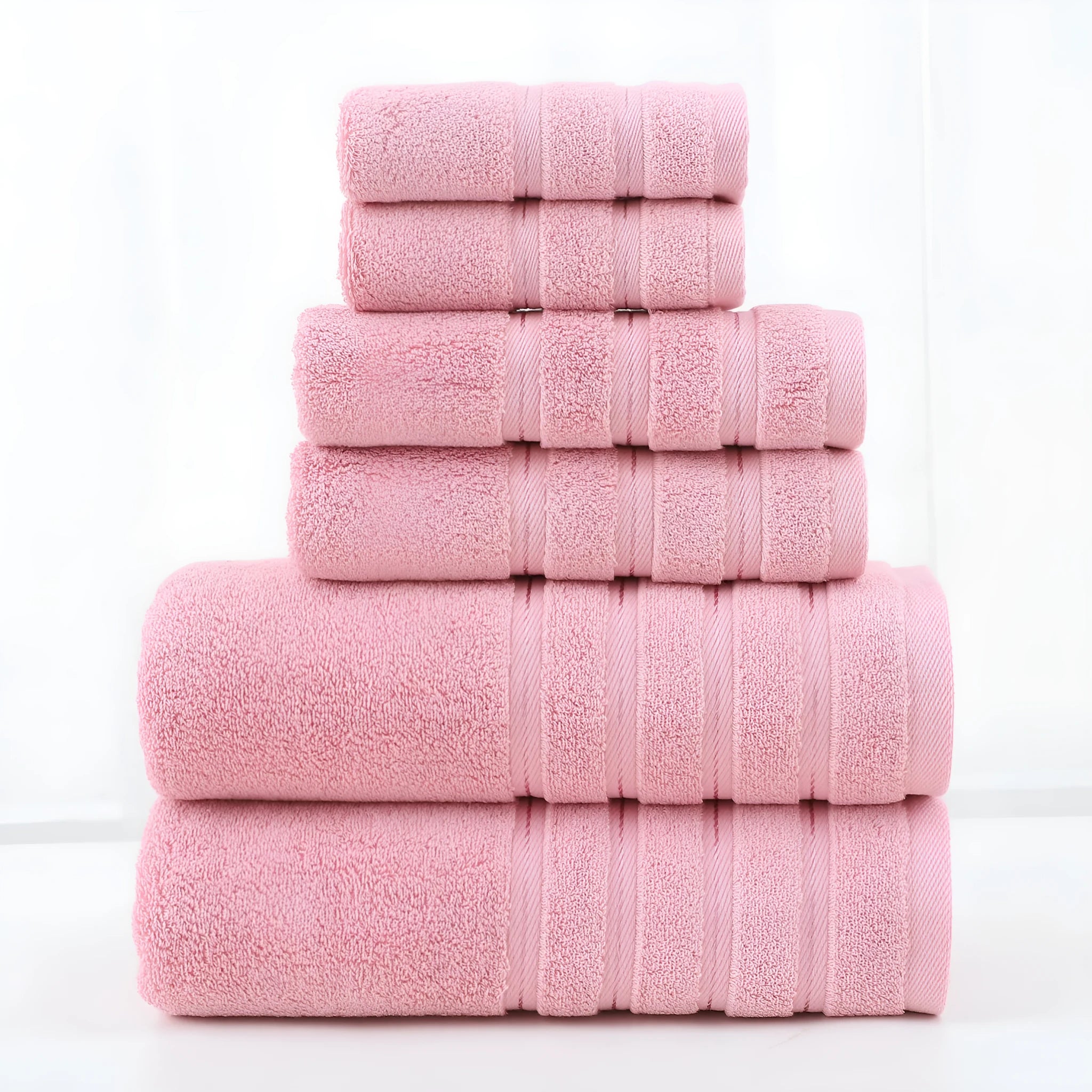 Cotton towel set six-piece in twill black and other colours with combed cotton material
