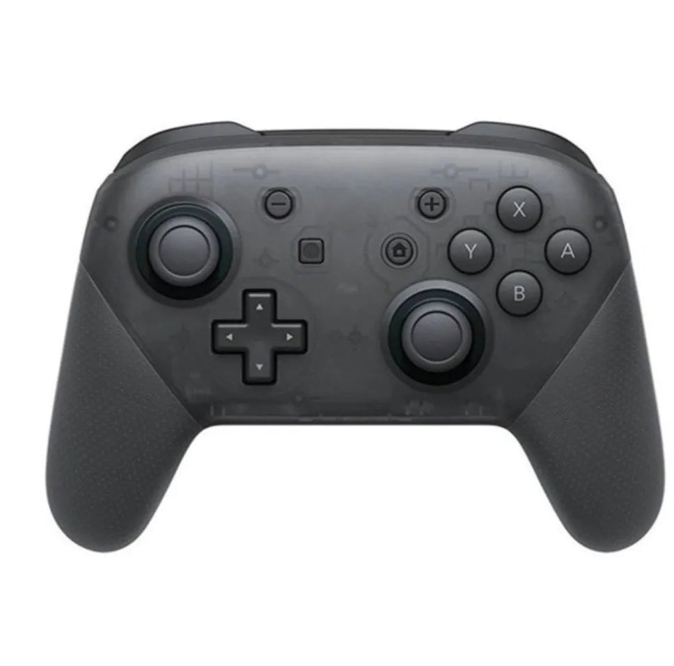 Black wireless Nintendo Switch game controller with analogue sticks and face buttons.
