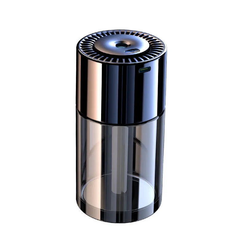 Plug-in USB perfume humidifier with glass seat in Classic Ocean aroma, 12.7cm tall.