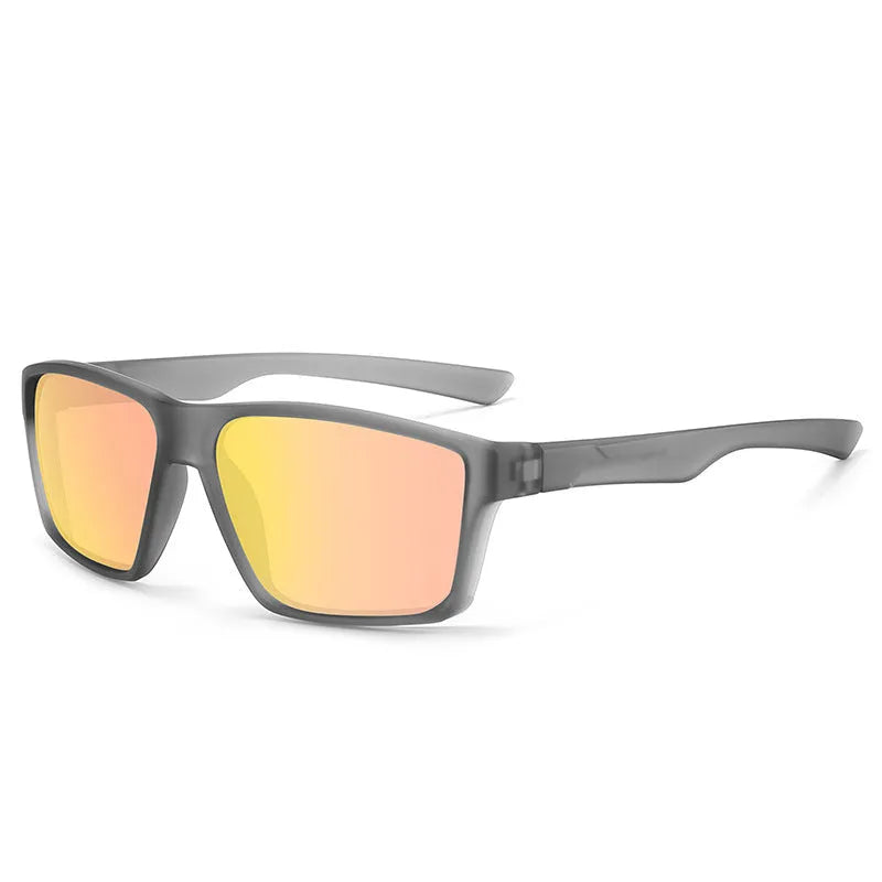 UV protection polarized sunglasses with quadrilateral frame in black frame and ice blue lenses