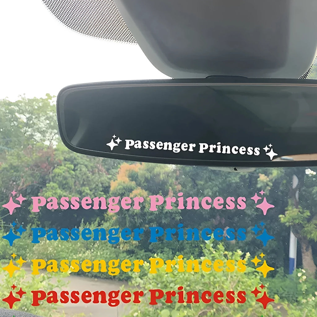 Passenger princess decorative car rearview mirror sticker in multiple colours, size 12.5cm.