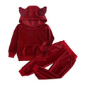 Baby boy girl winter cotton Korean-style children's underwear set with ear hat in pink