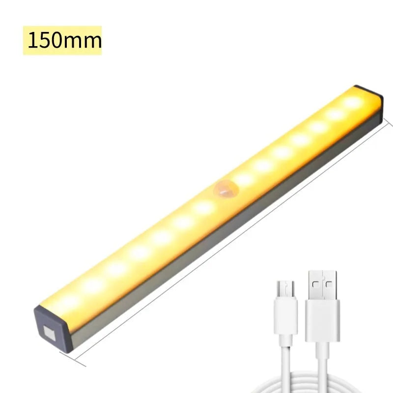 Silver aluminium LED strip light with magnetic backing for wardrobe and cupboard installation.