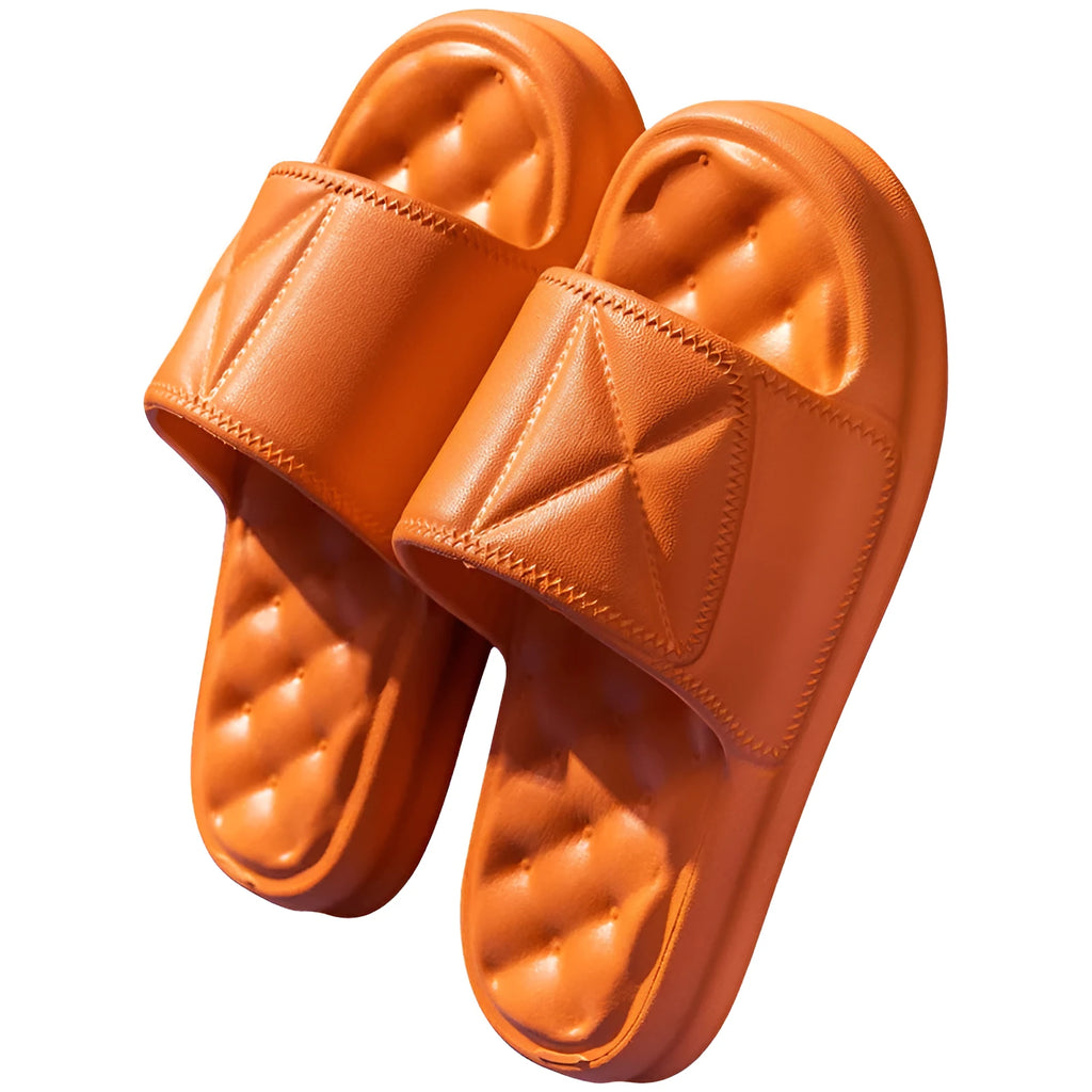 Non-slip bathroom slippers with thick EVA sole in multiple colours