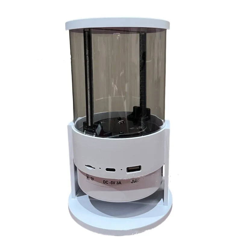 White 360-degree 3D holographic fan Bluetooth speaker with 10cm cylindrical display area