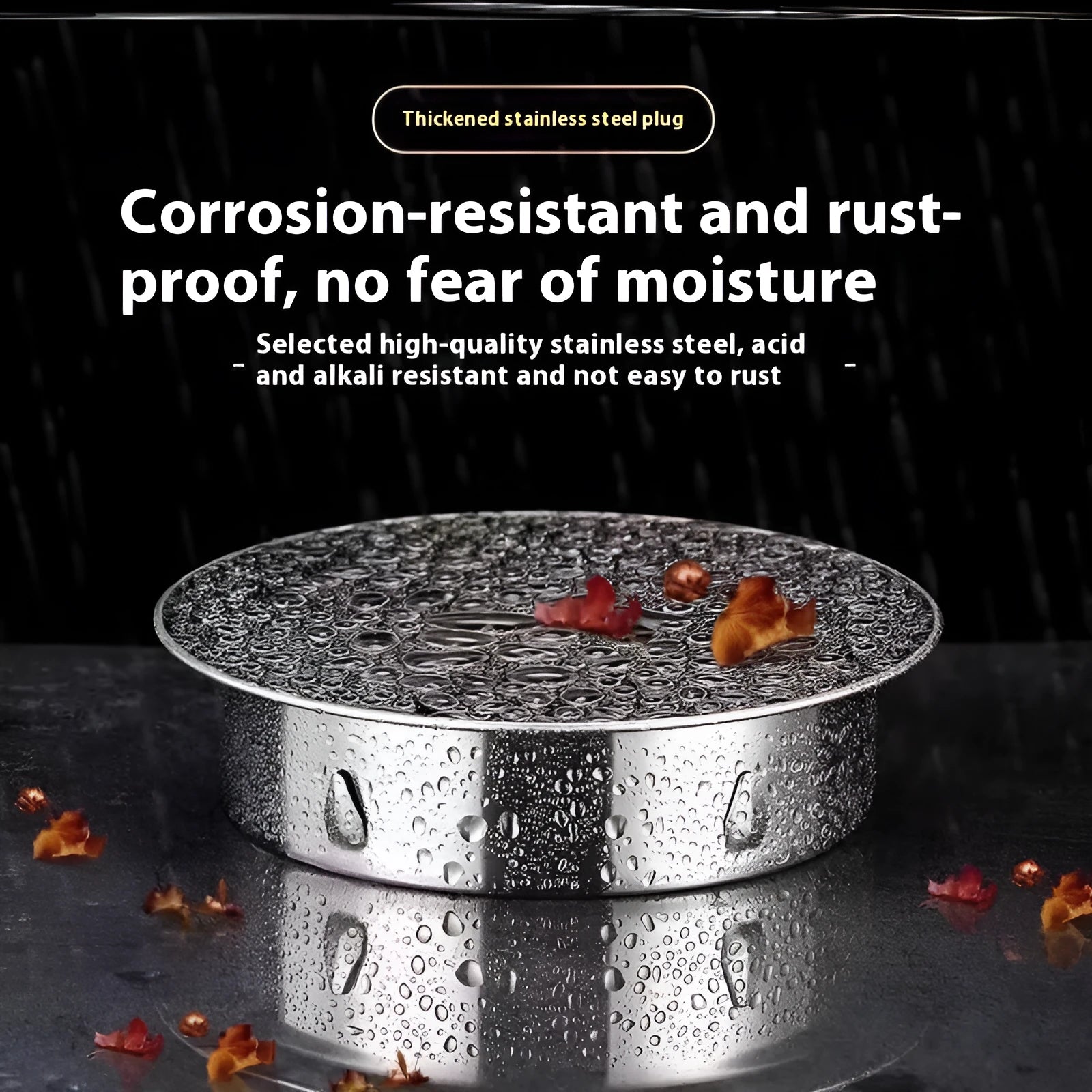 Stainless steel inlay deodorant floor drain cover with tube plug for 201-160 mm waste pipes