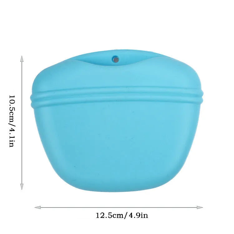 Silicone dog training treat waist bag with clip and magnetic semi-closed opening in assorted colours