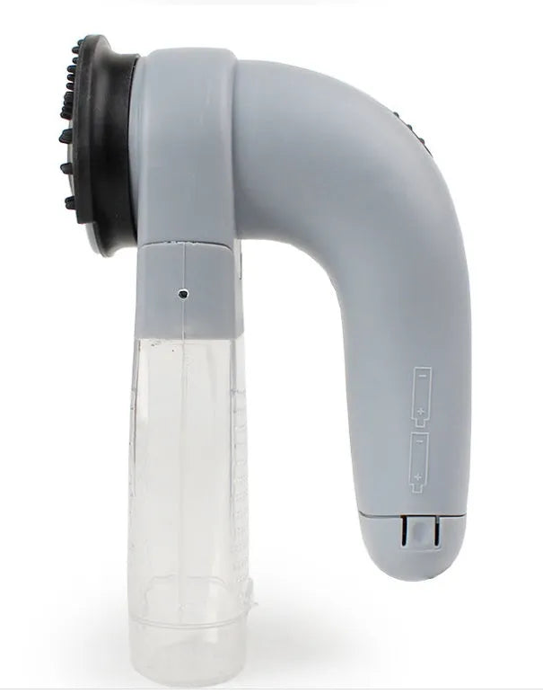 Grey portable electric pet hair vacuum cleaner with soft rubber brush head for dogs and cats