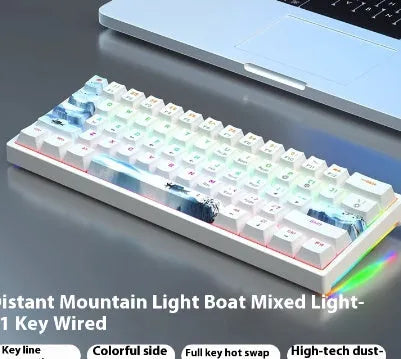 Small 61-key mechanical keyboard with wired USB connection and hot-swappable switches