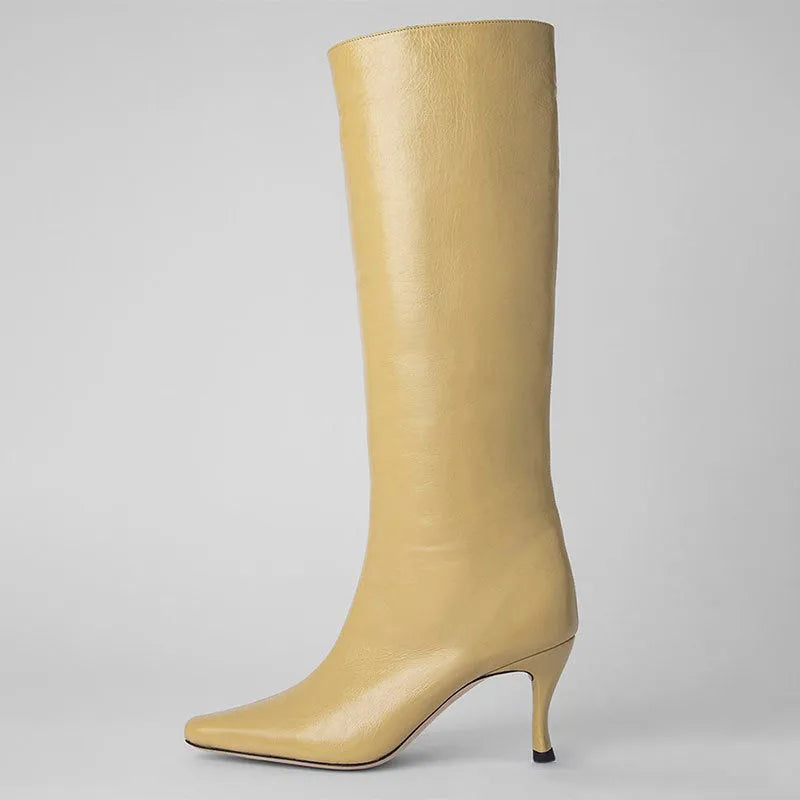 Women's square toe cowboy boots in microfibre available in multiple colours including black, snake pattern, and brown stone
