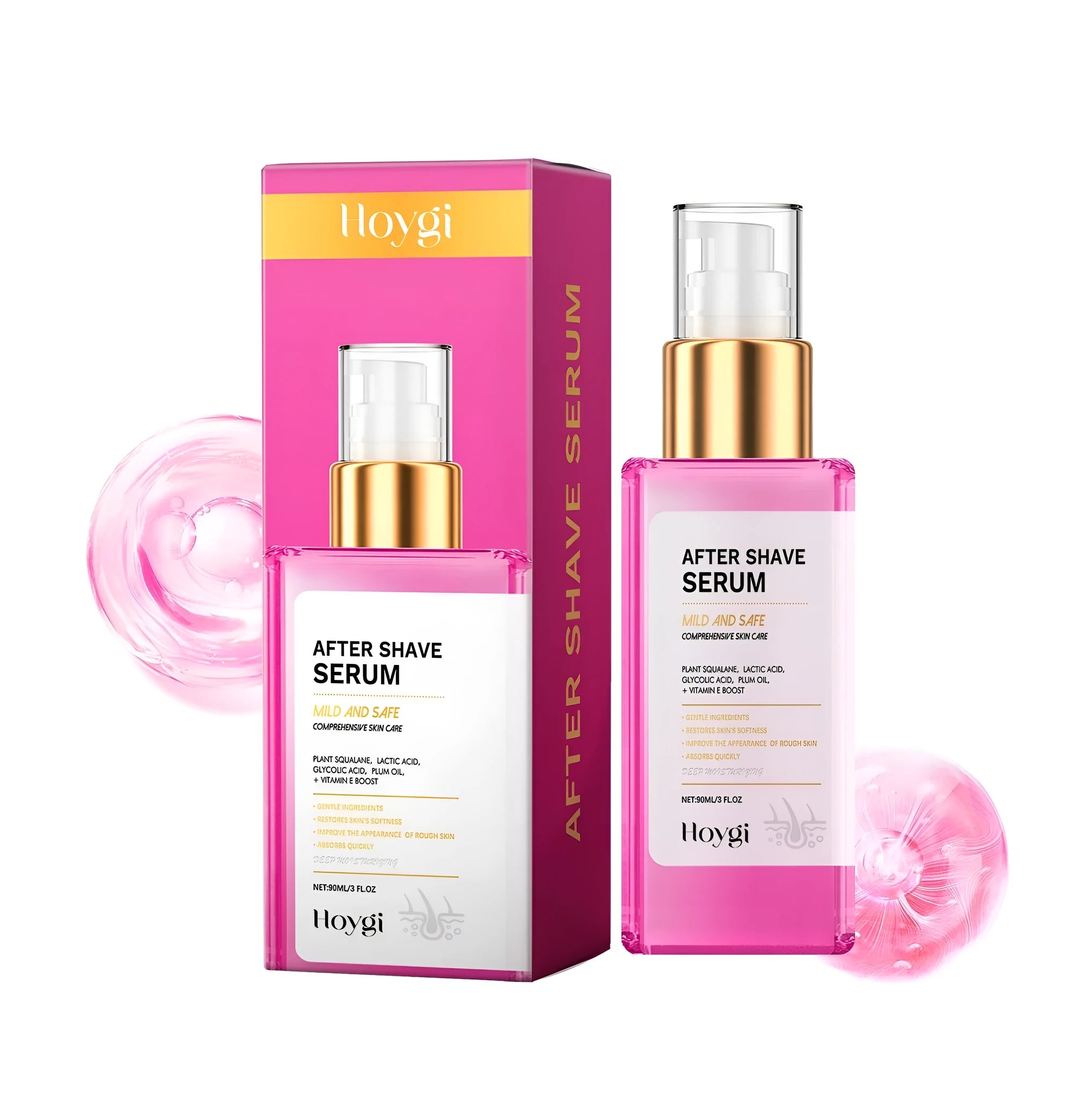 60ml hair removal repair liquid bottle with ingredients including glycerin, plant squalane and gentle acids