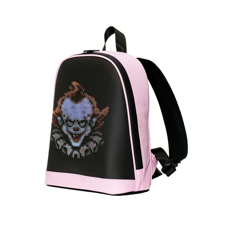 Waterproof leisure backpack with LED display, anti-theft pocket, 26x11x30cm, PU material, breathable polyester lining