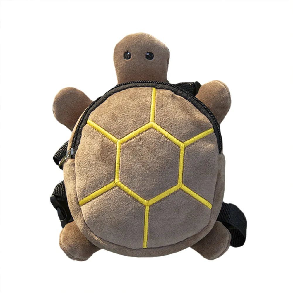 Grey turtle-shaped dog backpack harness with metal zipper and no-pull vest