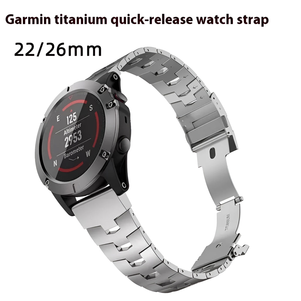Garmin Fenix and Jiaming series replacement watch strap in black, silver, or titanium colour