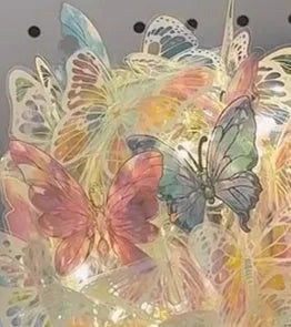 Butterfly night lamp DIY material package with glass lampshade and raw wood base measuring 12x15 cm