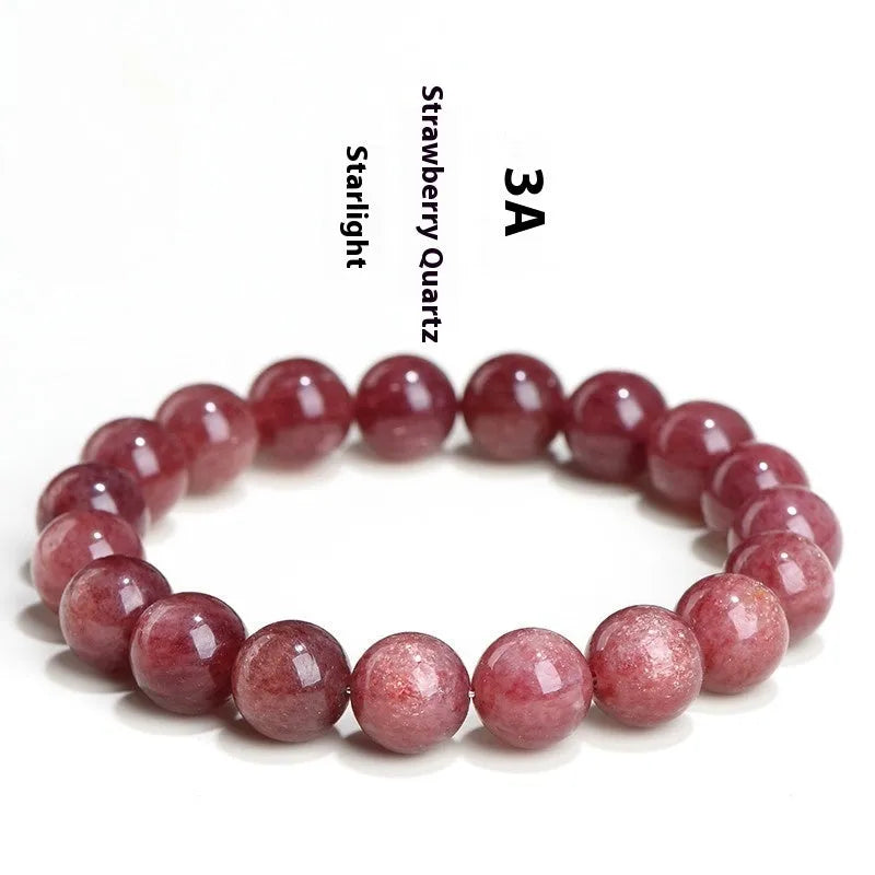 Natural strawberry quartz bracelet with geometric polished beads in cherry red colour