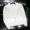 White casual men's suit top with V-neck, solid colour, lightweight polyester viscose blend