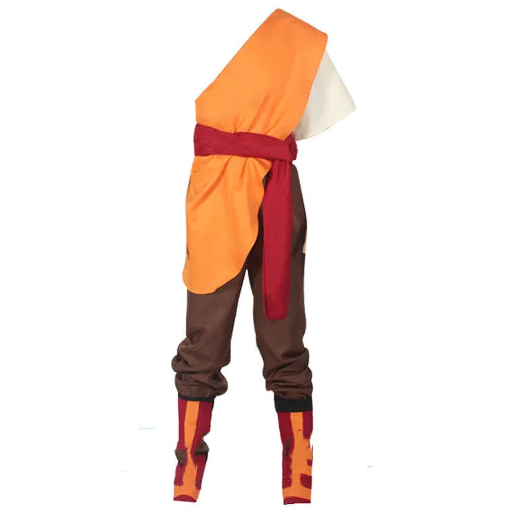 Unisex adult cosplay costume set with top, pants, and belt in plain polyester fabric