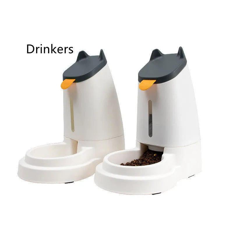 Large capacity plastic automatic pet feeder with water dispenser in grey black for cats and dogs home use