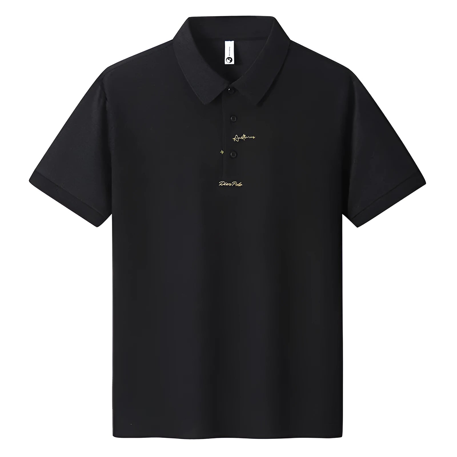 Men's loose-fitting short sleeve cotton T-shirt in six colour options on a size chart background.