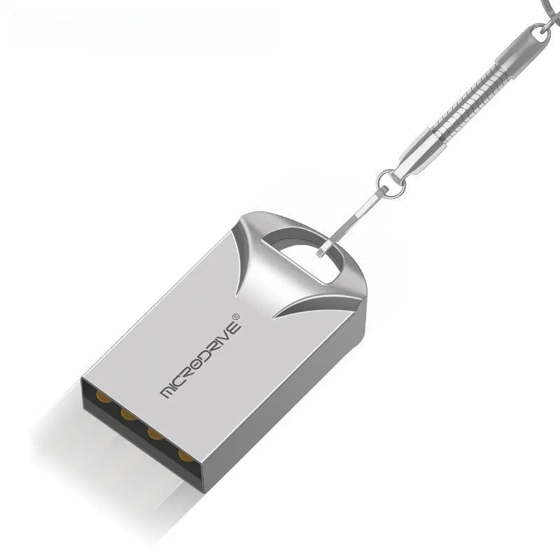 Small black and silver metal USB flash drive showing compact size and USB connector
