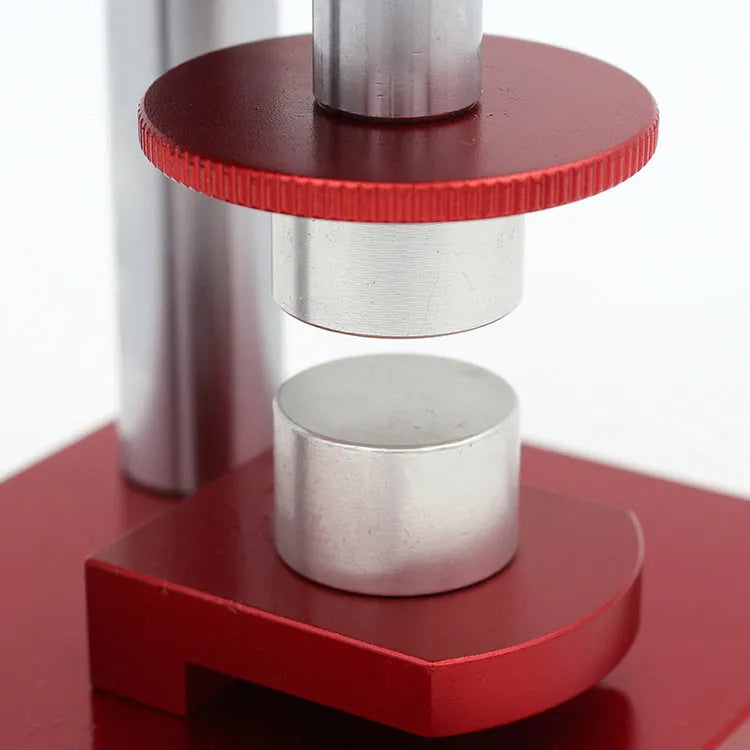 Watch repair tool with spiral cap presser device and 20 plastic moulds for bottle caps and watch backs