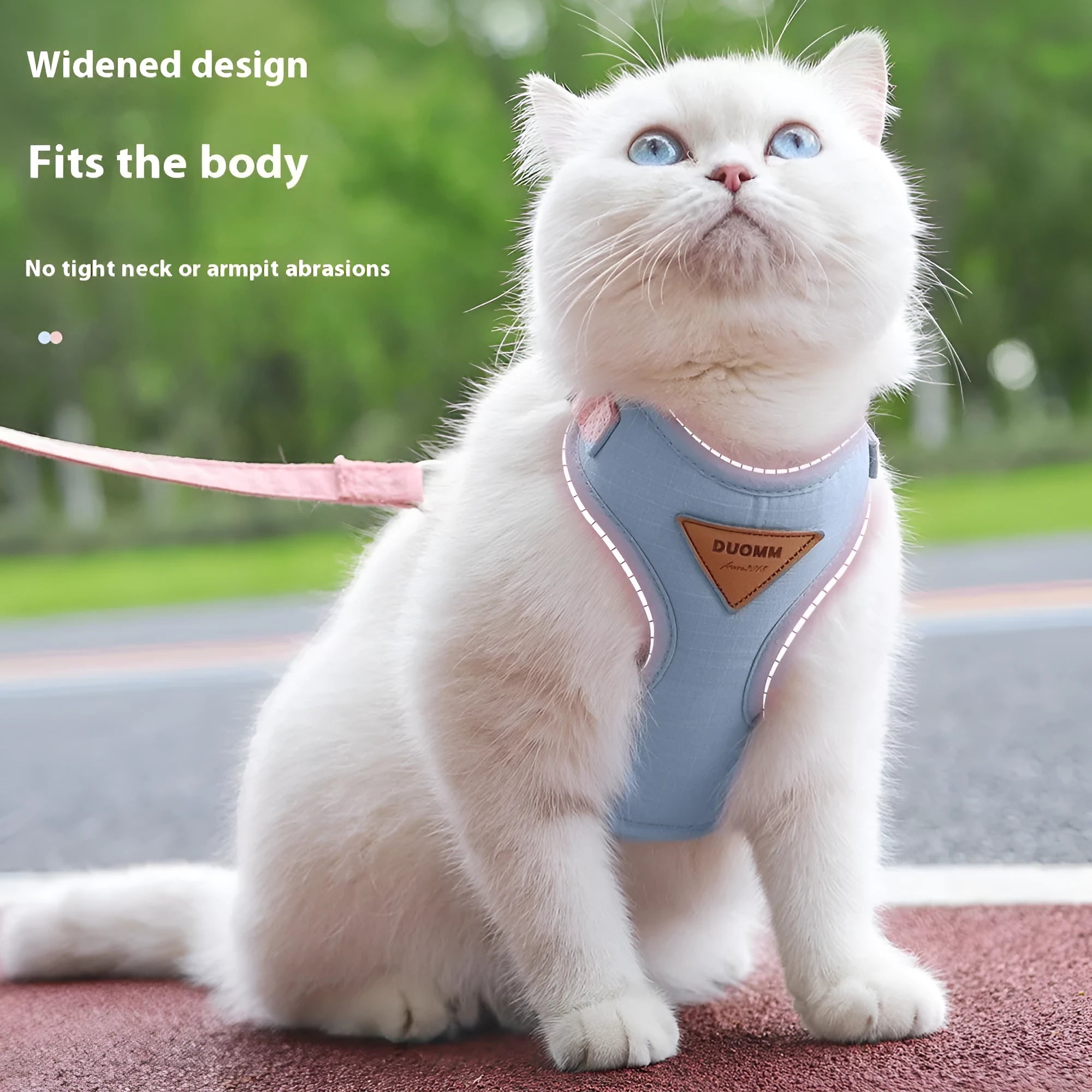 Cat chest harness and traction rope set in beige with anti-breaking cloth lead