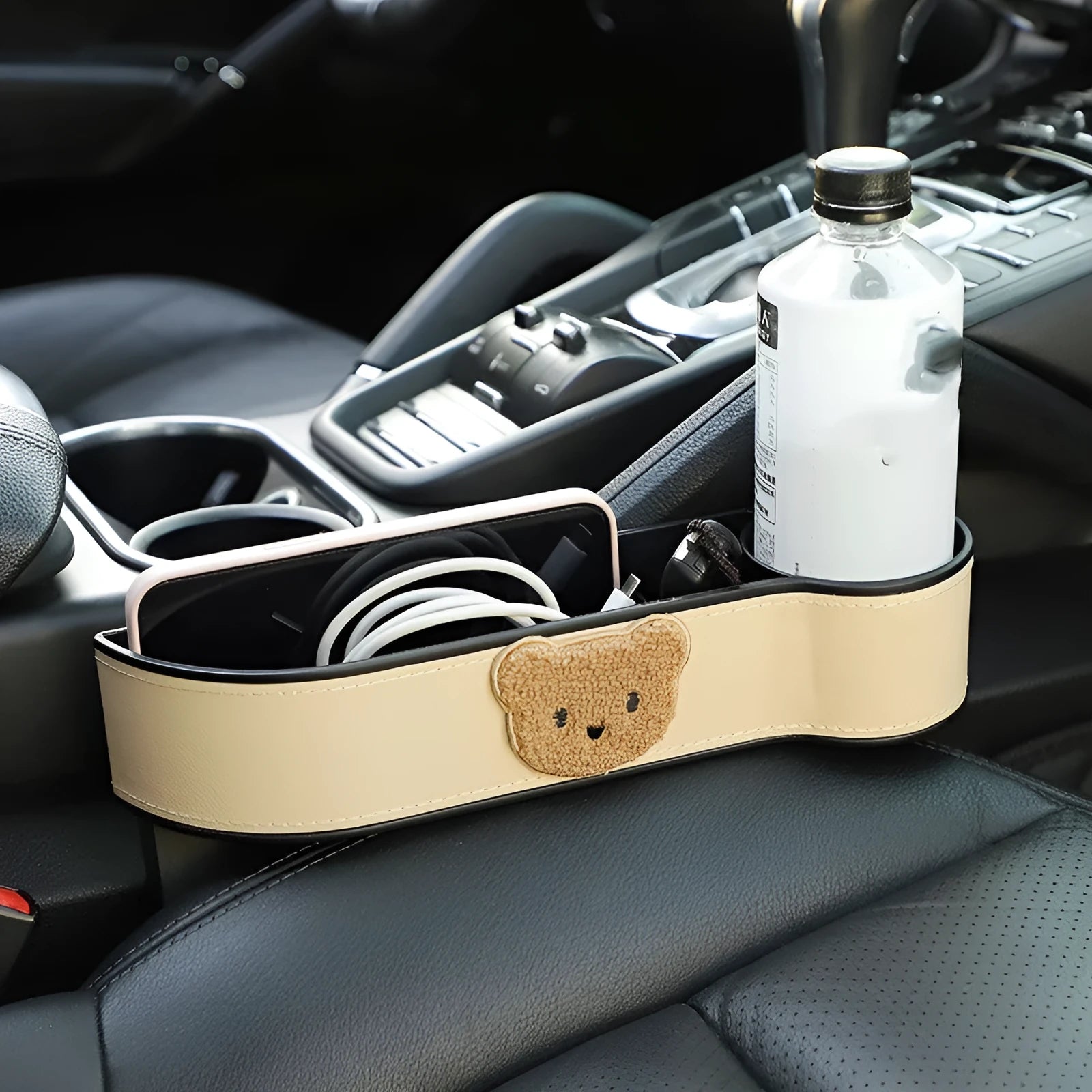 Cartoon style leather car seat gap storage box for vehicle organisation