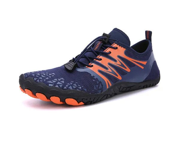 Outdoor fashion lace-up casual shoes with non-slip rubber outsole on a solid background.