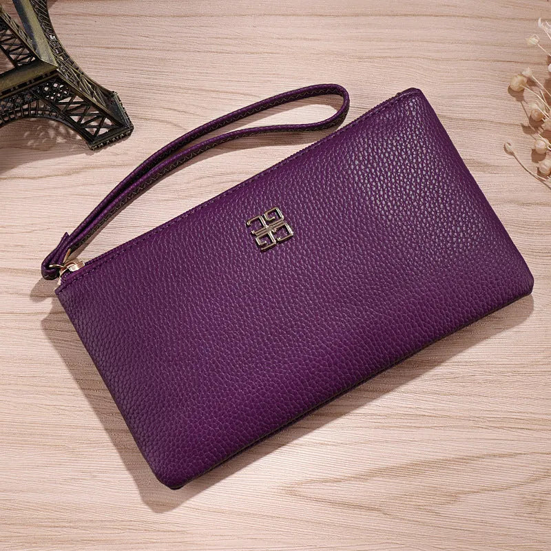 55cm long PU leather zipper handbag wallet in multiple colour options