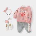 Baby girl cotton autumn suit long sleeve pullover trousers plain Duo Duo Love Suit colour 95% cotton 80-120cm