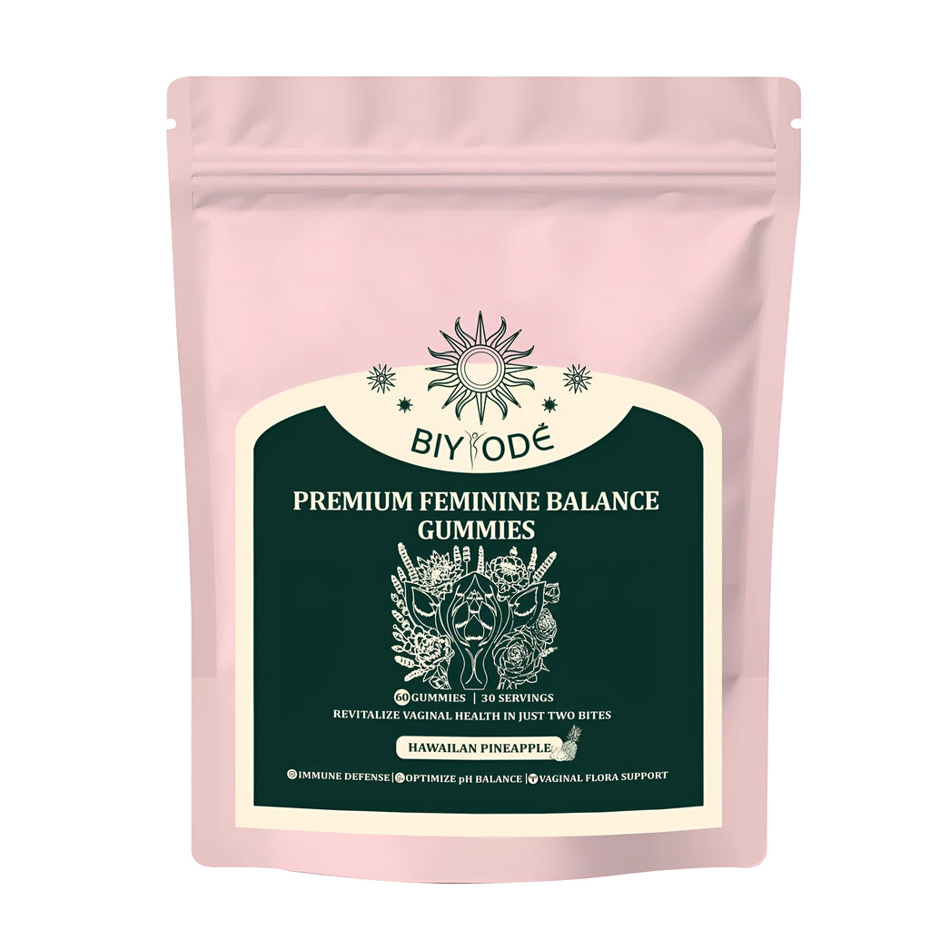 Bag of feminine balance vitamin C gummies with pineapple fruit powder for vaginal flora support