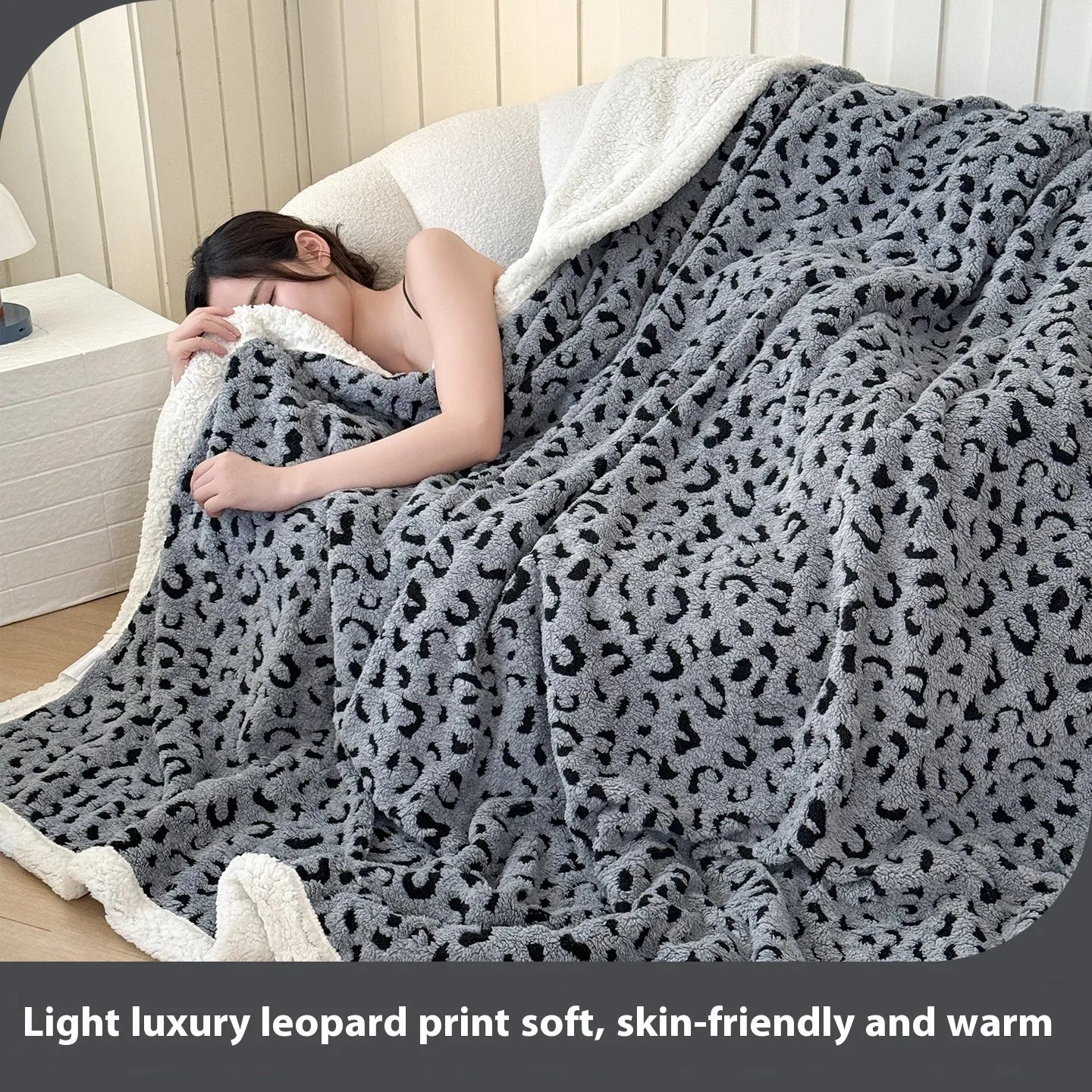 Double-layer leopard jacquard taffeta blanket with zebra pattern in multiple colour options