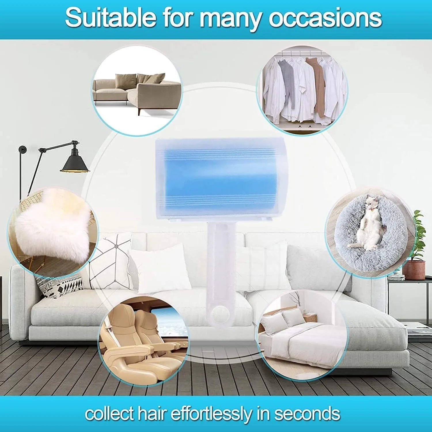 Washable reusable lint roller in choice of colours with protective cover for pet hair removal