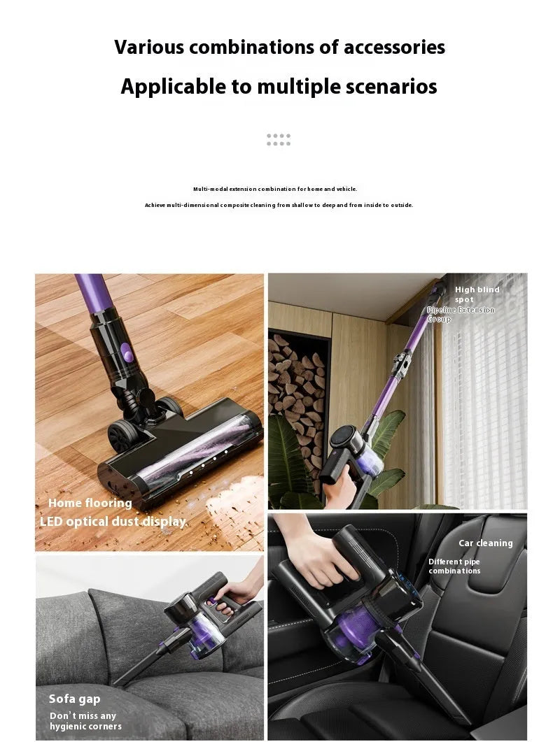 Brushless foldable handheld vacuum cleaner 250W black purple with large suction