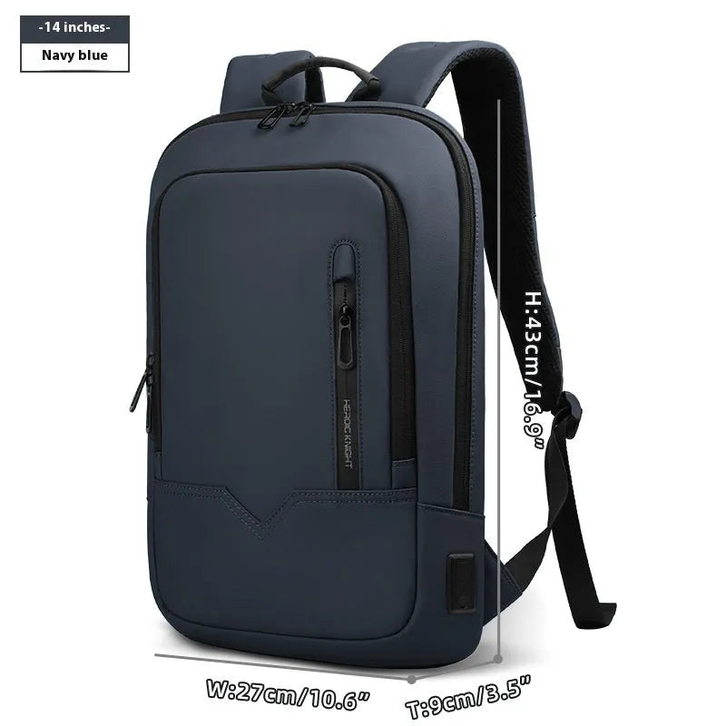 Small lightweight polyester commuter backpack with USB charging port in various colours