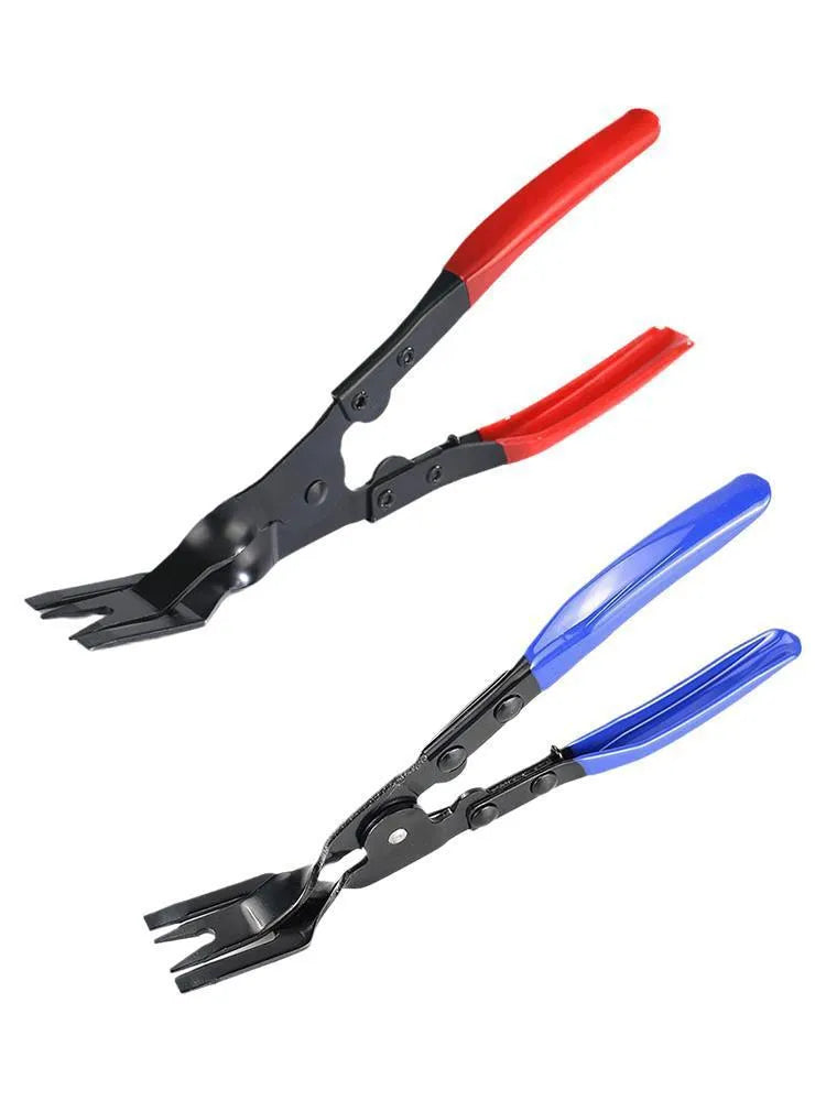 Blue car door panel removal pliers with forged steel construction, 235mm long