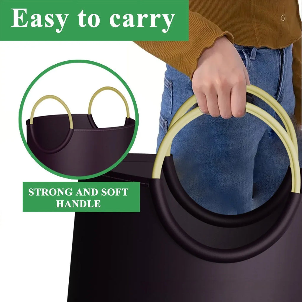 A tall, round portable plastic trash can shown in a plain colour, suitable for office or outdoor use.