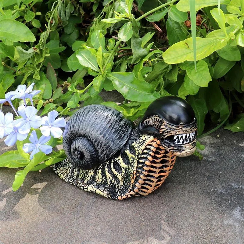 Resin evil snail sculpture with modern simple design for indoor or outdoor decor