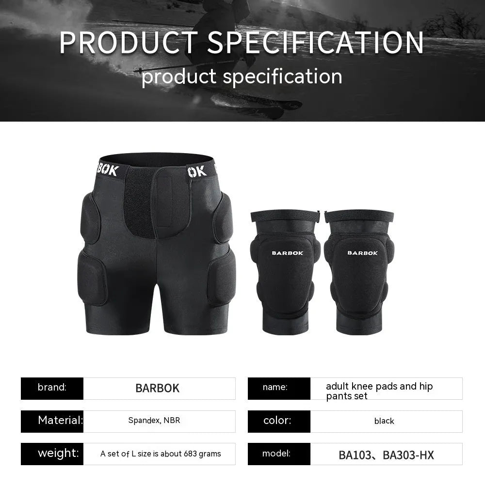 Adult hip protection pad in BA103 Black for roller skating and skiing with NBR foam impact absorption