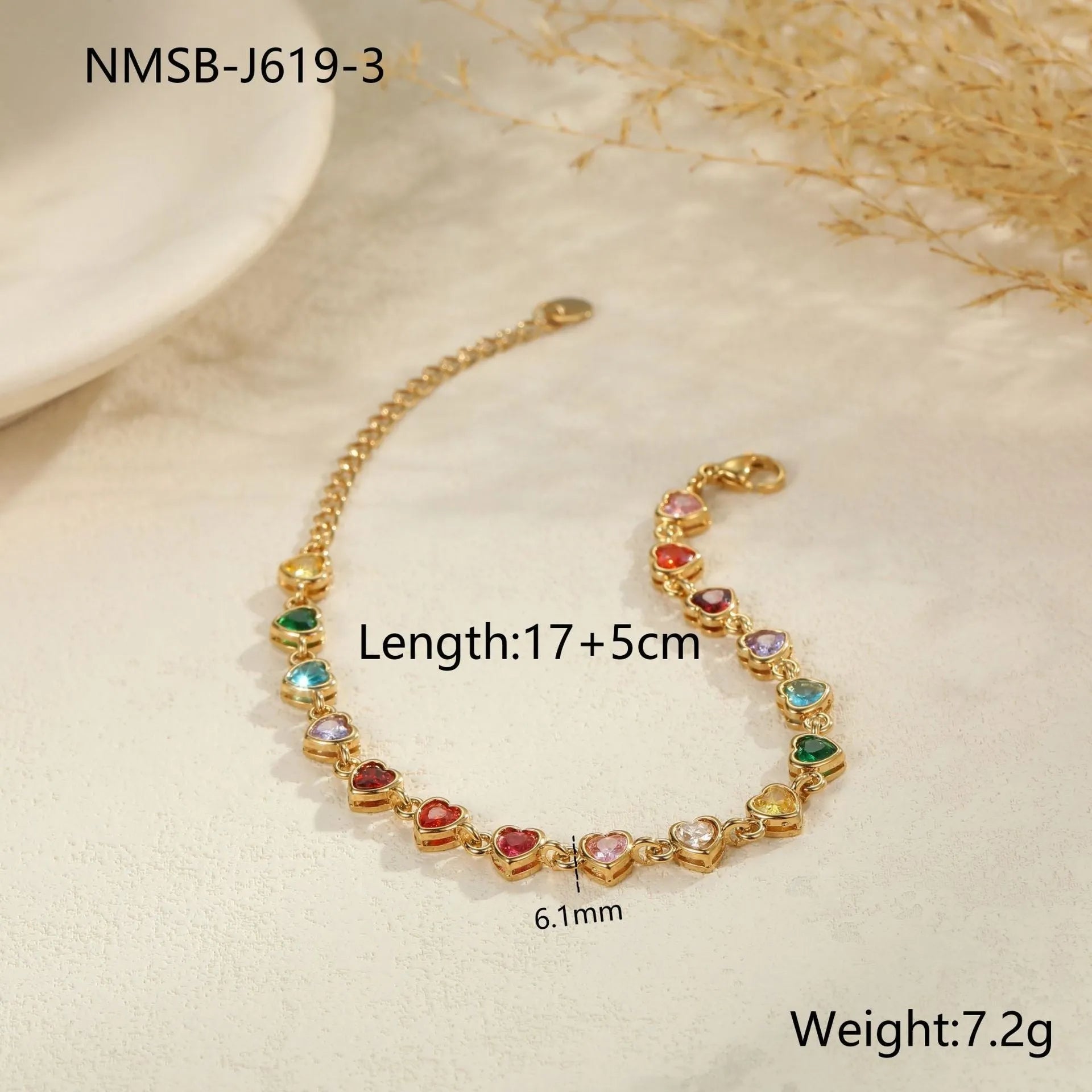 Women's geometric stainless steel bracelet with electroplated gold or silver finish in heart, circular, or square styles.